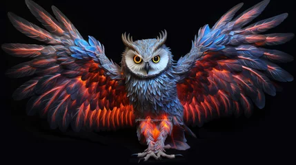 Rolgordijnen owl with wings, a detailed full body portrait of a owl, generative ai © TheGoldTiger