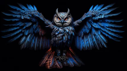 Poster de jardin Dessins animés de hibou owl with wings, a detailed full body portrait of a owl, generative ai