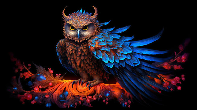 owl with wings, a detailed full body portrait of a owl, generative ai