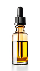 transparent amber dropper serum bottle with black cap