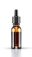 Naklejka premium transparent amber dropper serum bottle with black cap