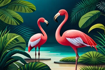 flamingo in natural places generated  by ai