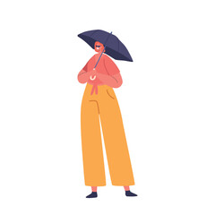 Stylish Woman Shielding Herself From The Sun With Sunglasses And Staying Cool With An Umbrella. Female Character