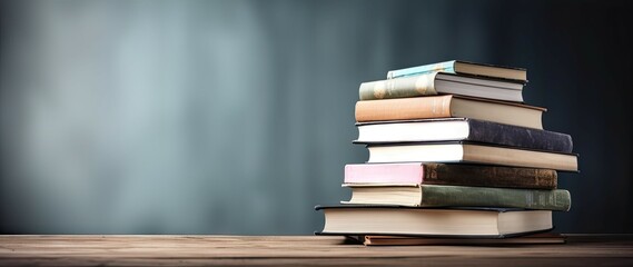 Education concept. Set on wooden table by books for back to school for studying, reading with copy space