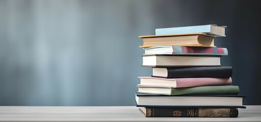 Education concept. Set on wooden table by books for back to school for studying, reading with copy space