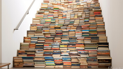 stack of books, big pile of books, generative ai