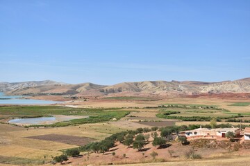 barrier lake in the majestic mountainscape, Atlas mountains, Morocco