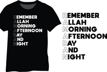 Remember Allah Morning Afternoon Day And Night, Ramadan Meaning Typography Design