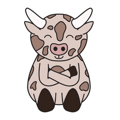 Cow with face expression, emotion, vector art