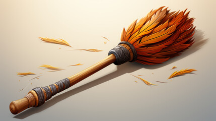illustration of a broom, a single cartoon game asset item of broom, generative ai
