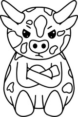 Cow with face expression, emotion