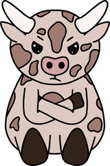 Cow with face expression, emotion