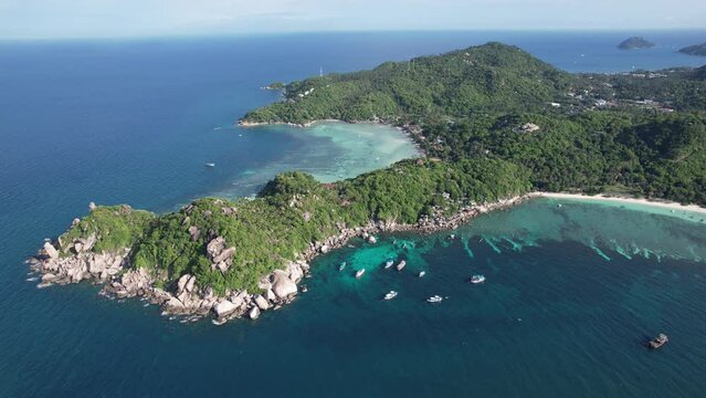 Aerial view of Shark Bay in koh Tao, Thailand