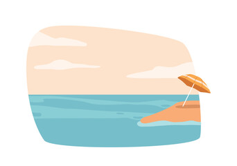 Umbrella Providing Shade On A Sunny Day At The Seaside. Perfect For Beachgoers Seeking Shelter, Vector Illustration
