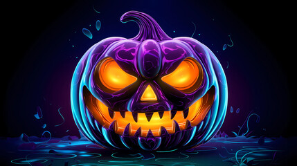 Hand drawn cartoon halloween pumpkin head illustration
