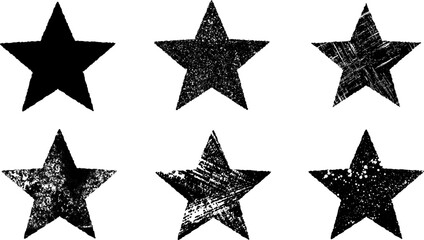 Grunge stars. Set of black grunge stars. Vintage distressed  stars.