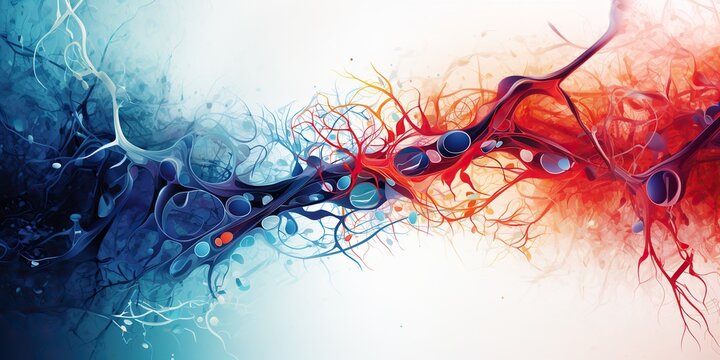 Colorful abstract illustration of human circulatory system , concept of Biological networks, created with Generative AI technology