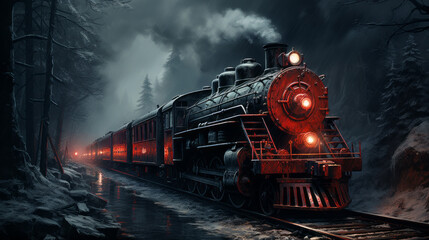 Obraz premium landscape with snow and lake, generative ai