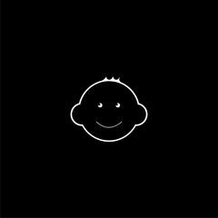  Baby face icon isolated on black background