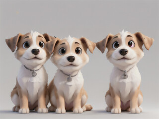 Children's illustration of puppies sitting side by side