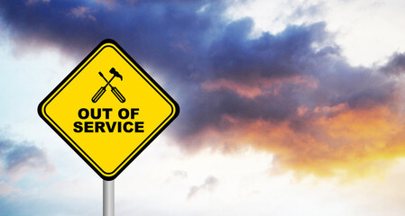 Out of service sign on sky background