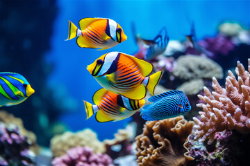 Fototapeta na wymiar ?olorful exotic fish and corals underwater scene