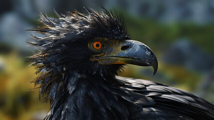 red tailed eagle, bird black hawk portrait, generative ai