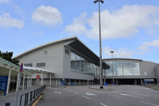 Macau, China July 2 2023: exterior of Taipa Ferry Terminal. the main ferry terminal betweem Taipa, Macau and Hong Kong