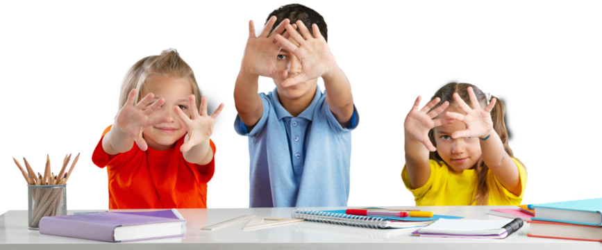 School Child stretch hand show no gesture protest against domestic violence.