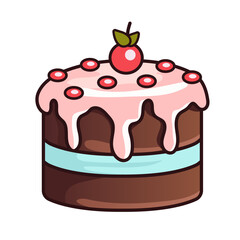 Cake. Vector flat illustration isolated on pink background.
