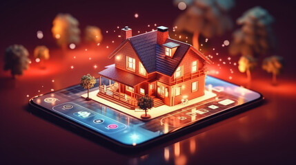 Modern smart home technology interface systems of smart building , The smart home is isolated background , Created with Generate Ai Technology