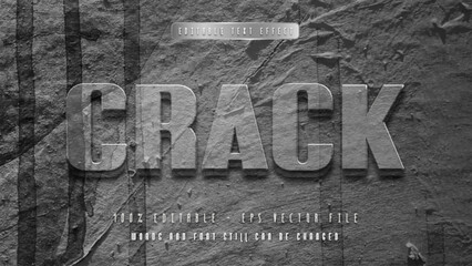 Crack editable text effect with natural wall background
