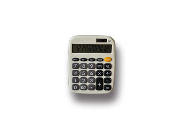 White calculator isolated on white background with clipping path.