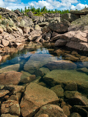 Alpine lake full of clean clear water. Mountain landscape