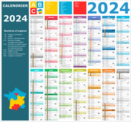 Fototapeta premium Calendrier 2024 14 mois ntièrement modifiable via calques et texte sans serif