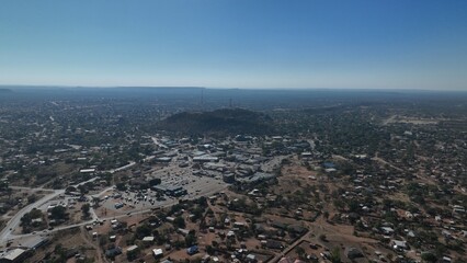 Obraz premium Aerial view of the Village of Serowe, Botswana, Africa