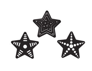 Flat black vector icon - starfish set. Leisure, adventure