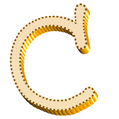 Alphabet letter C yellow color 3D shape handwriting font style png clipart