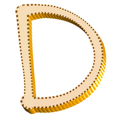 Alphabet letter D yellow color 3D shape handwriting font style png clipart