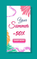 Summer discounts a poster on tropical theme