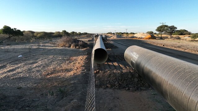 Water pipeline installation between Gaborone and Mahalapye, Botswana, Africa