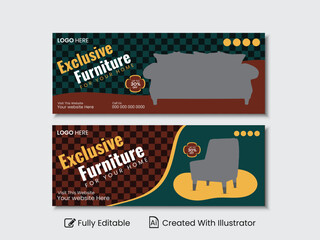 Furniture facebook cover and web banner template