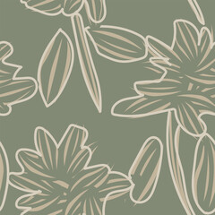 Neutral Colour Floral Seamless Pattern Design Background