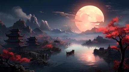 Selbstklebende Fototapete Landschaft Chinese Style Fantasy Art