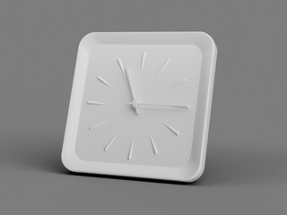 3d Simple White Square Wall Clock 11:15 Eleven Fifteen Quarter Past Eleven 3d illustration