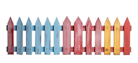 new painted wooden fence on transparent background, png