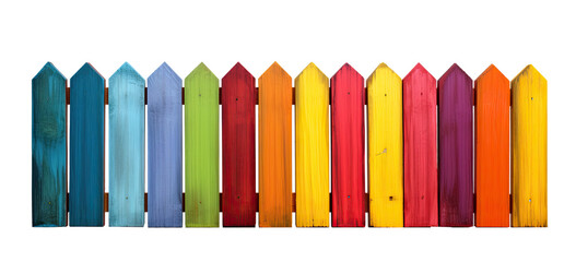 new painted wooden fence on transparent background, png