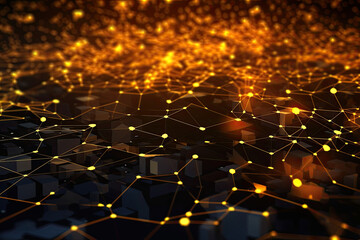 Fototapeta premium A high-tech and futuristic abstract vector background with a dark yellow color scheme. Generative AI.