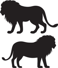 Lion black silhouette animal. Vector Illustrator.