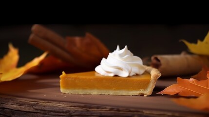 Generatove AI of Pumpkin Pie with Whipped Cream